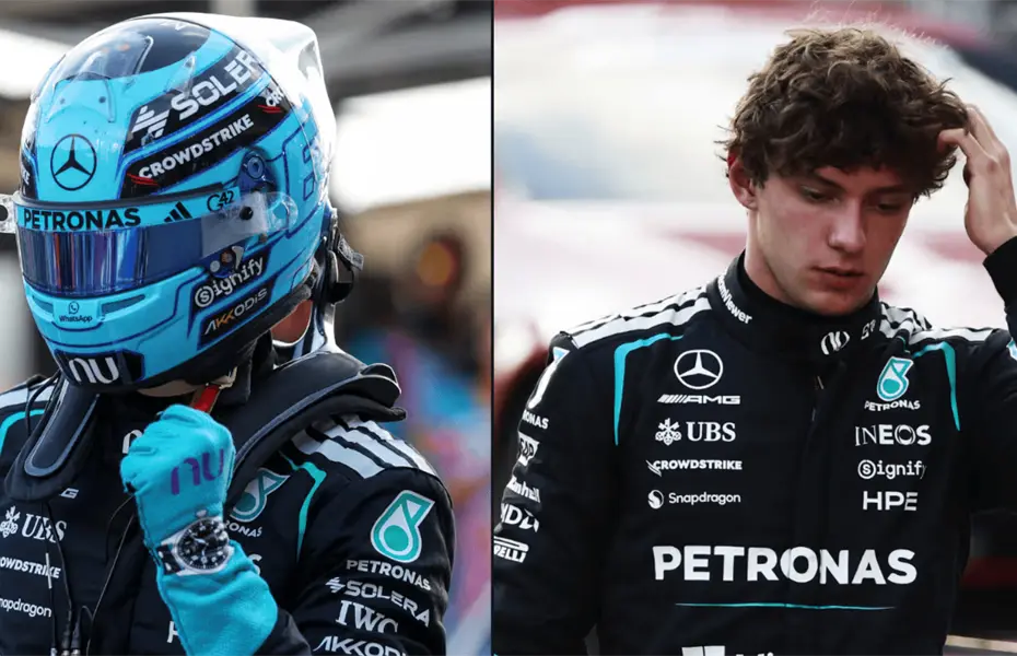 Russell arrasa en Bakú; Checo saldrá 19º