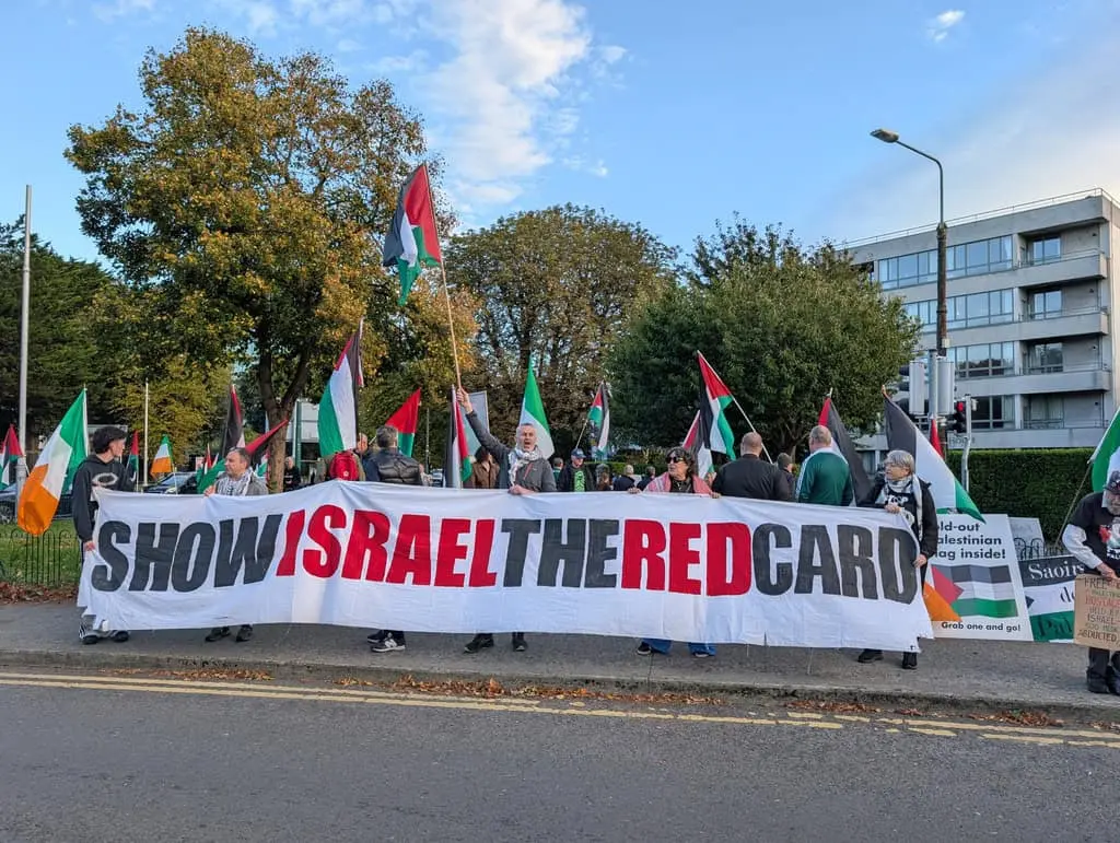 Manifestantes lanzan pelotas para boicotear partido Irlanda-Israel