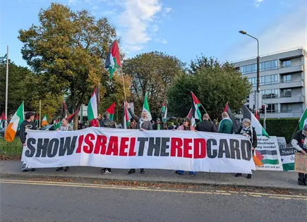 Manifestantes lanzan pelotas para boicotear partido Irlanda-Israel