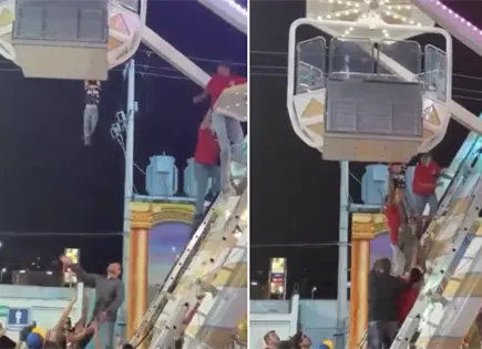 Rescatan a niño que colgaba de rueda de la fortuna en Torreón Rescatan a niño que colgaba de rueda de la fortuna en Torreón