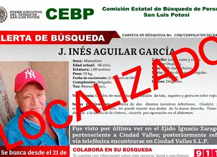 Localizan a adulto mayor; otro sigue desaparecido Localizan a adulto mayor; otro sigue desaparecido