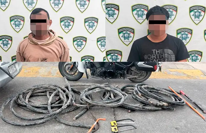 Agarran en flagrancia a ladrones de cableado