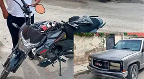 Desigual choque, moto contra una camioneta