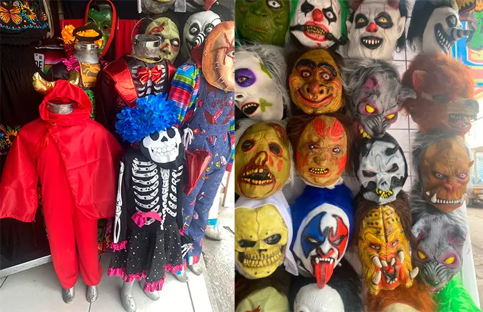 Comercios ofertan disfraces y máscaras para día de muertos