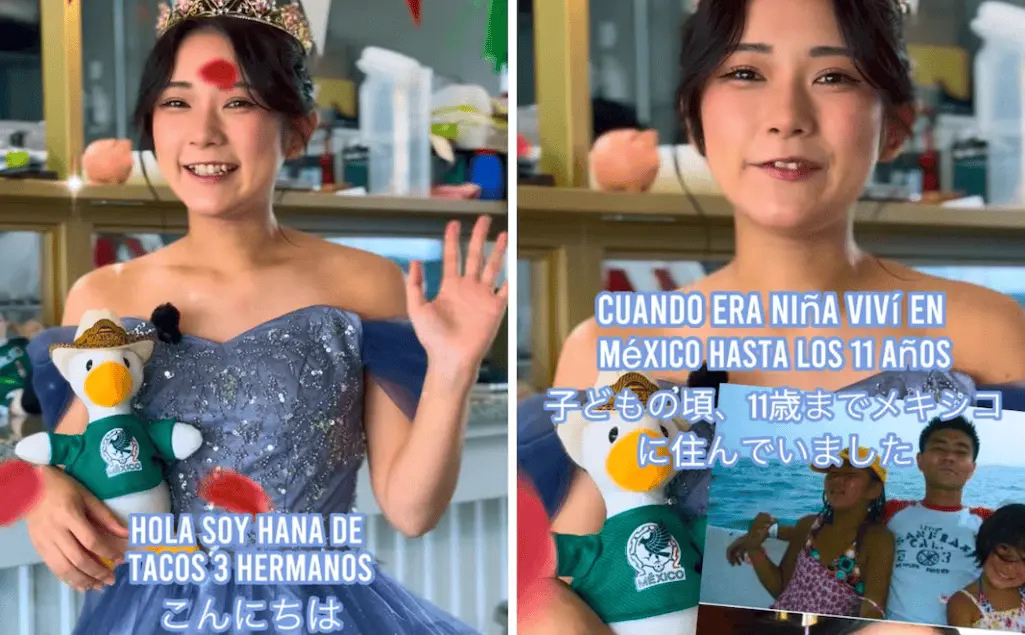 Joven japonesa invita a sus quince años en Asakusa: homenaje a México