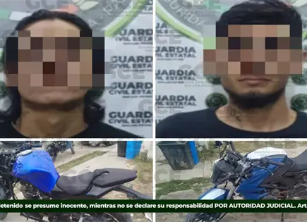 Detienen a dos presuntos ladrones de motocicletas en la colonia Industrial