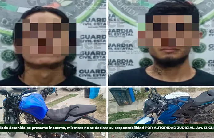Capturan a 2 supuestos ladrones de motocicletas