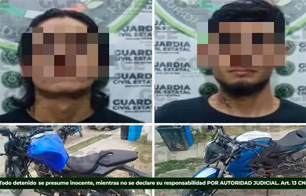 Capturan a 2 supuestos ladrones de motocicletas