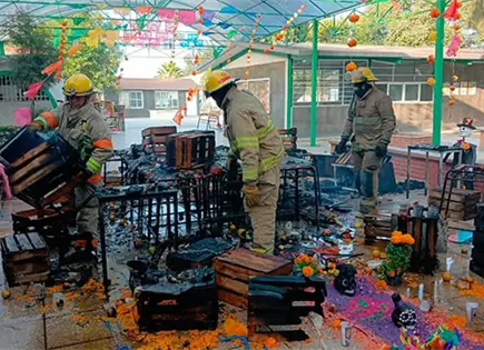 Incendio deja sin altar a escuela de Villa de Pozos Incendio deja sin altar a escuela de Villa de Pozos