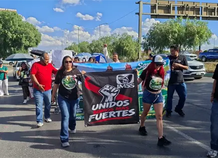 Marchan sindicalizados del IMSS de carretera 57 a zona centro Marchan sindicalizados del IMSS de carretera 57 a zona centro